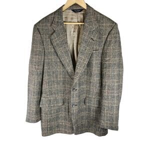 Jos A Bank Executive Collection 100% Camel Hair Blazer Sport Coat 41L Glen Plaid